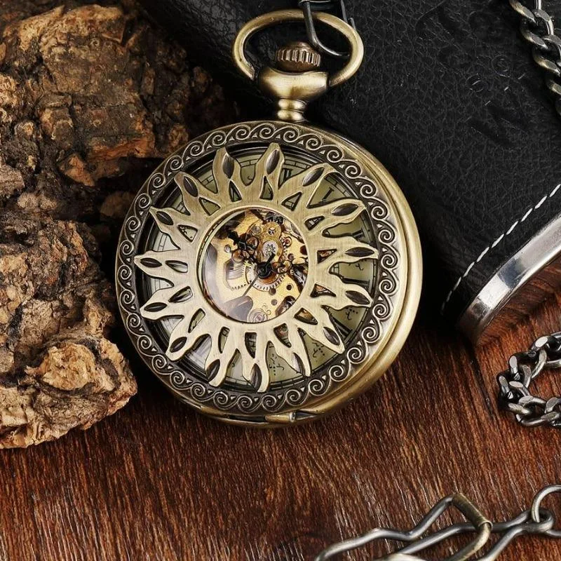 Aanzicht 2 — Steampunk zakhorloge – zon