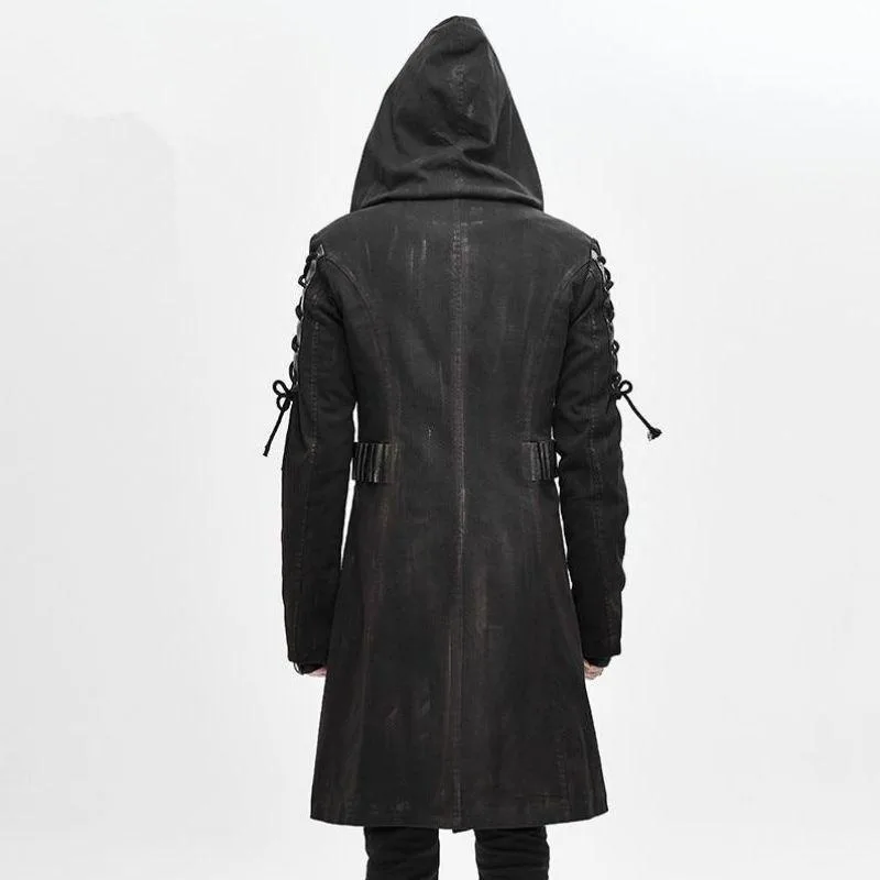Aanzicht 3 — Steampunk jas – trench jas met capuchon