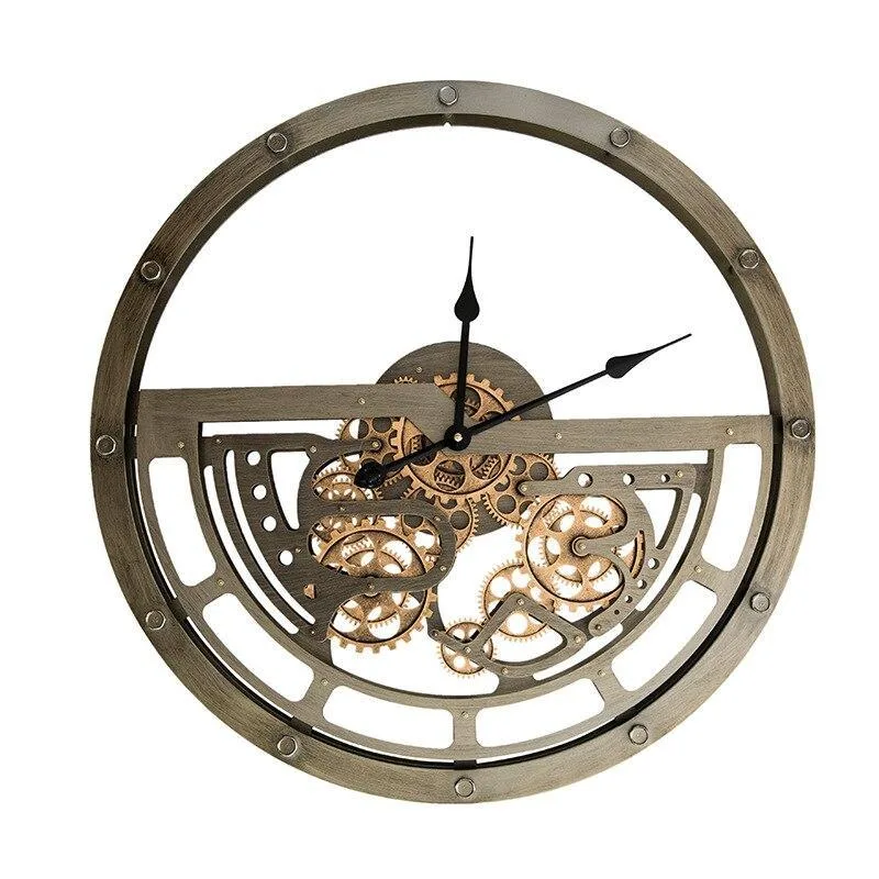 Aanzicht 5 — Steampunk wandklok – industrieel