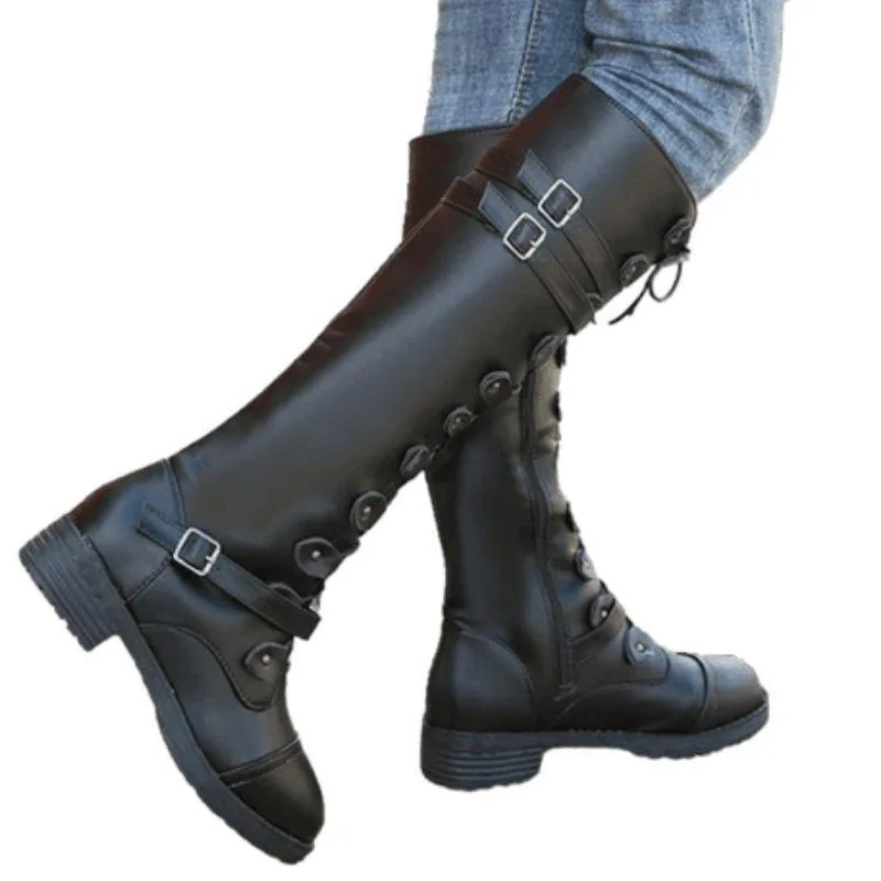 Aanzicht 4 — Steampunk laars – hoog plat