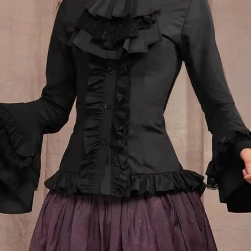 Aanzicht 3 — Blouse met jabot gothic wit