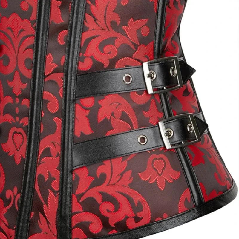 Aanzicht 6 — Steampunk korset – rood