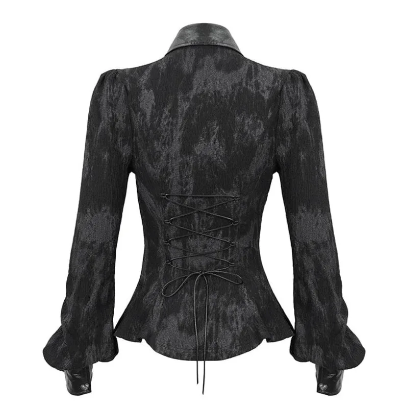 Aanzicht 3 — Steampunk blouse – open kraag