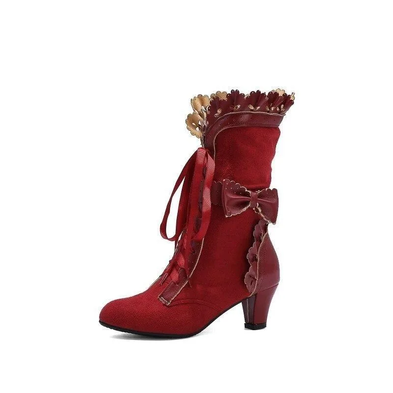 Steampunk enkellaarzen – rood