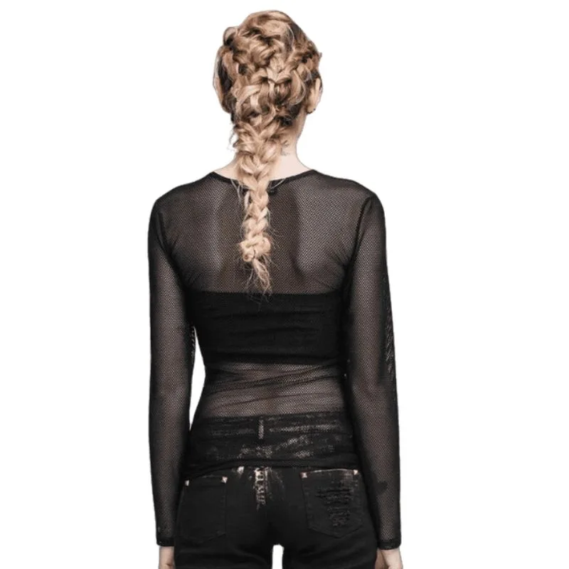 Aanzicht 2 — T-shirt voor dames – transparant breiwerk