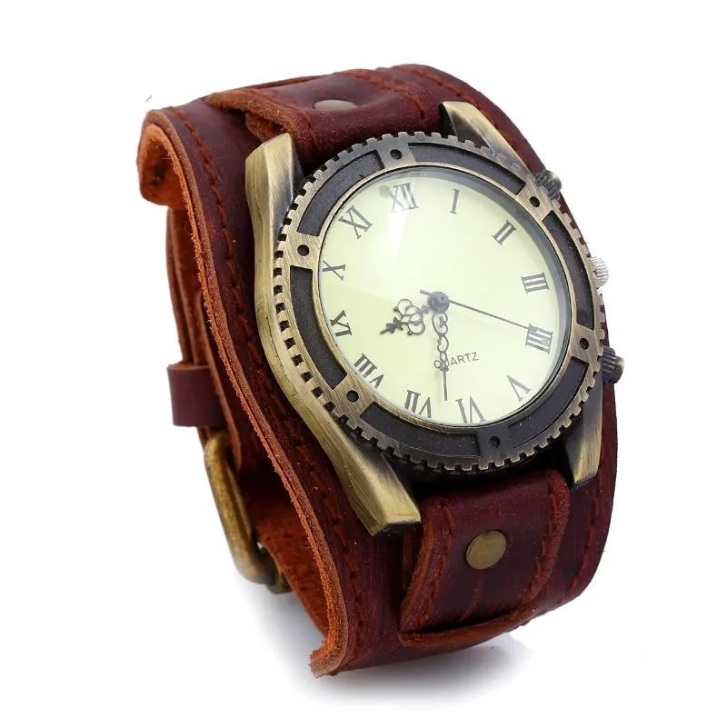 Polshorloge voor heren – leer vintage Polshorloge voor heren – leer vintage