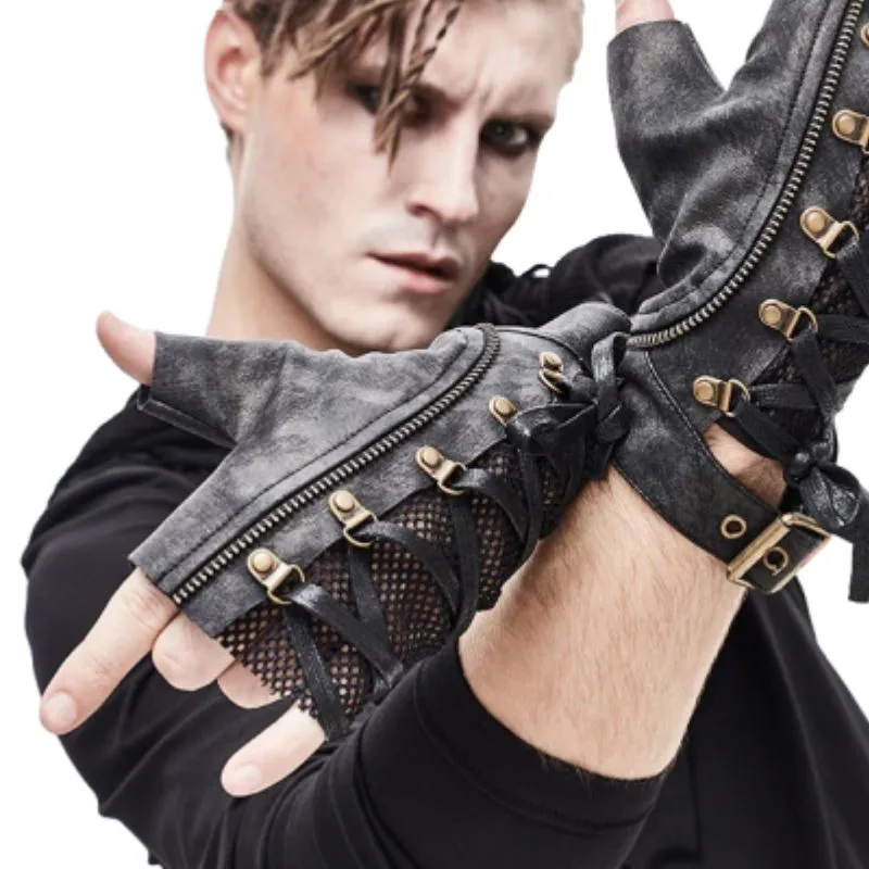Aanzicht 3 — Vingerloos handschoen voor heren – gothic