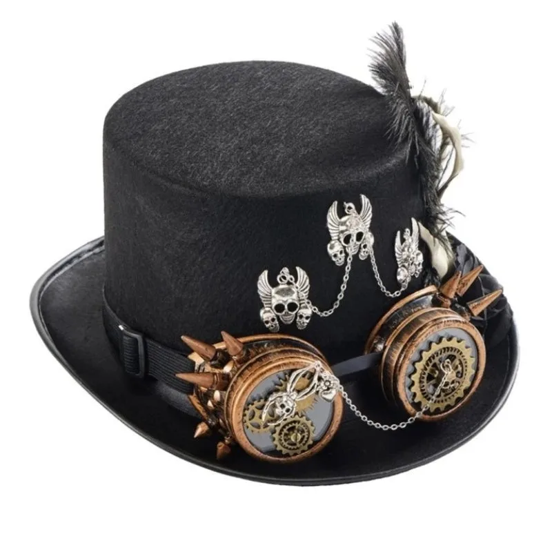 Aanzicht 5 — Steampunk hoed – schedel