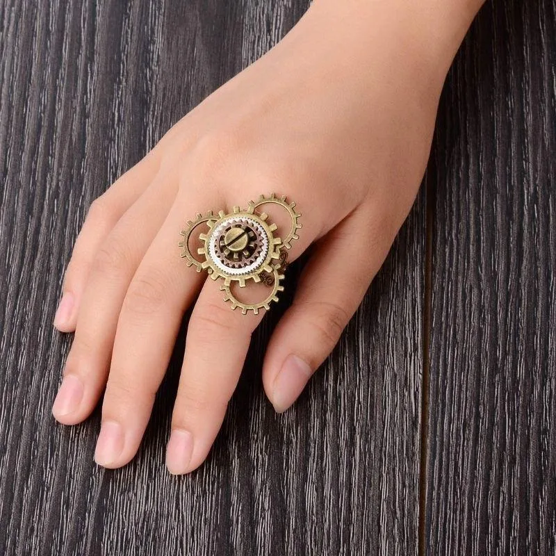 Aanzicht 2 — Steampunk ring – tandwiel