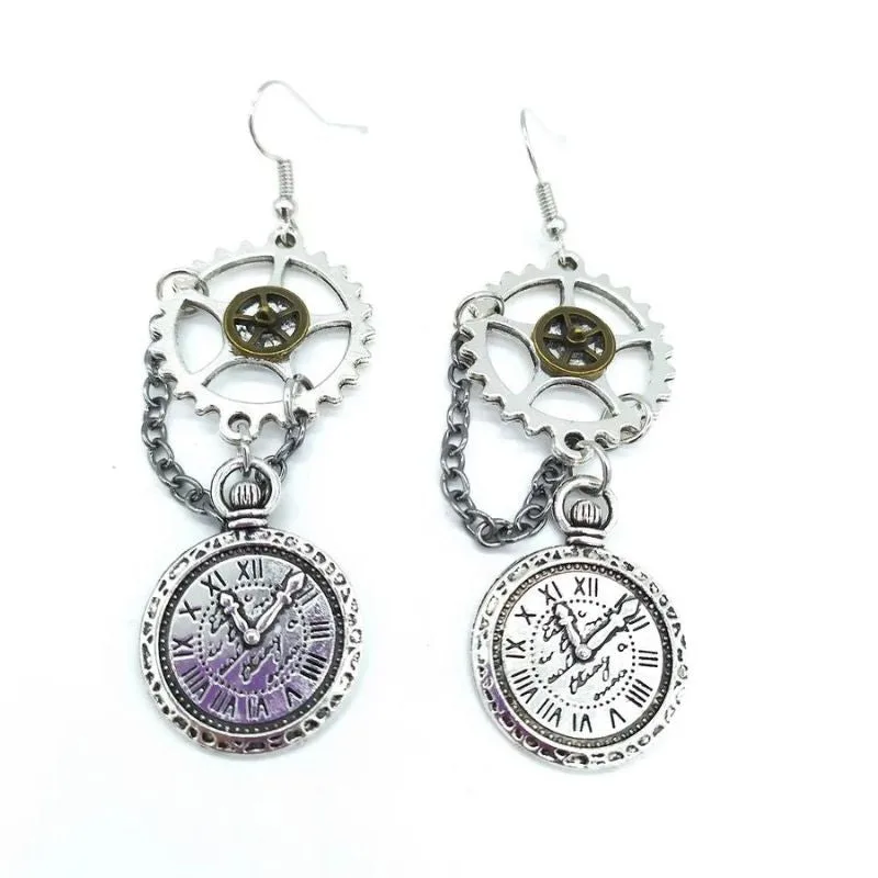 Aanzicht 23 — Steampunk oorbellen – hangend