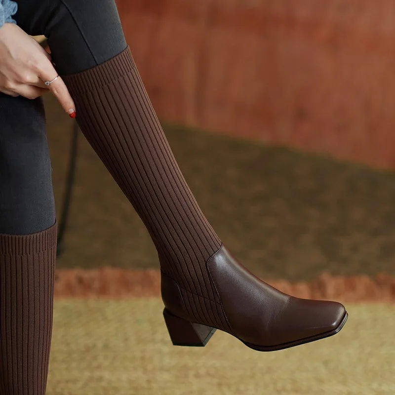 Aanzicht 4 — Sockboots voor dames – bruin