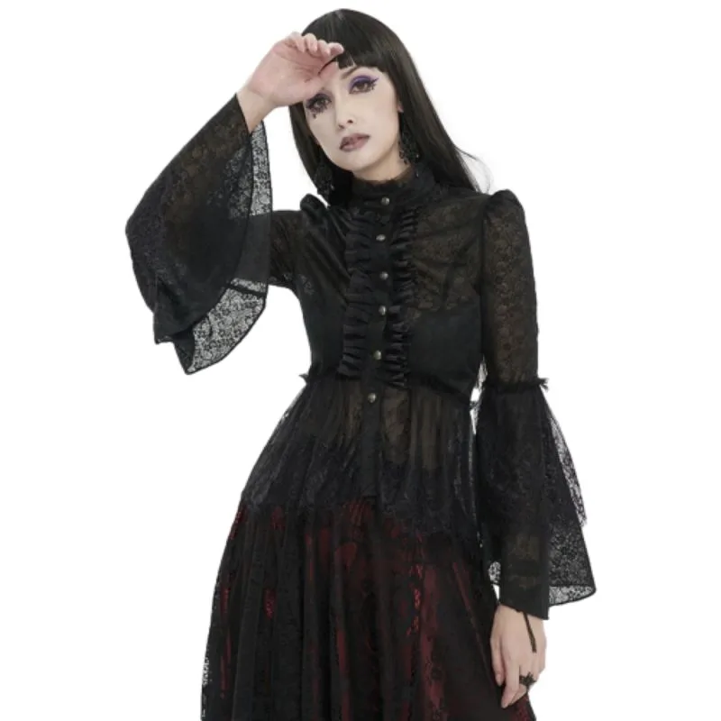 Aanzicht 5 — Blouse met jabot gothic voor dames
