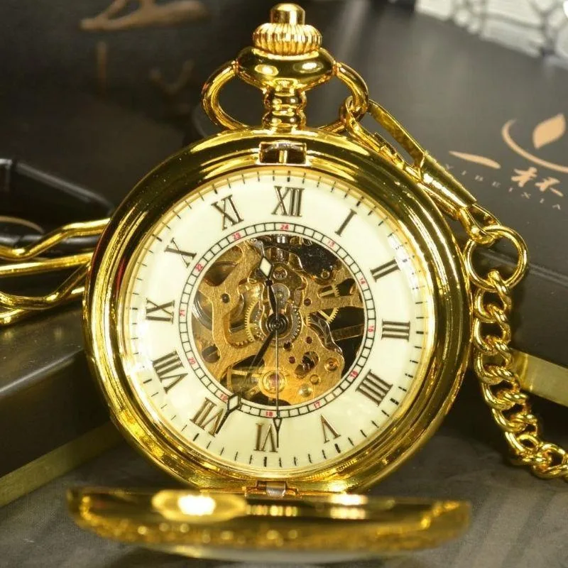 Aanzicht 2 — Zakhorloge – met springdeksel goudkleurig