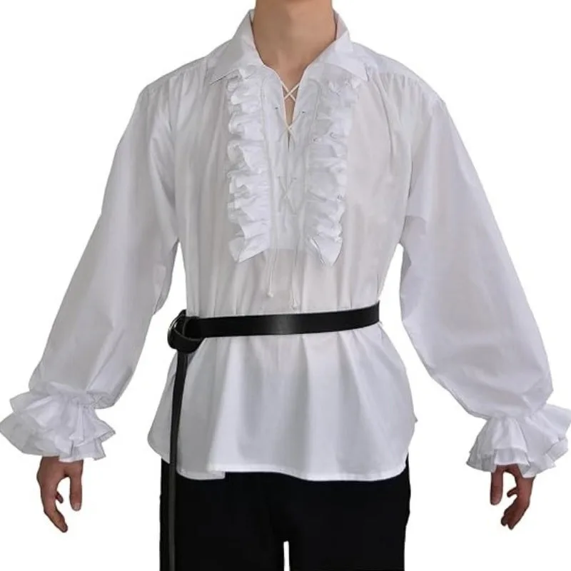 Aanzicht 2 — Steampunk overhemd voor heren – wit