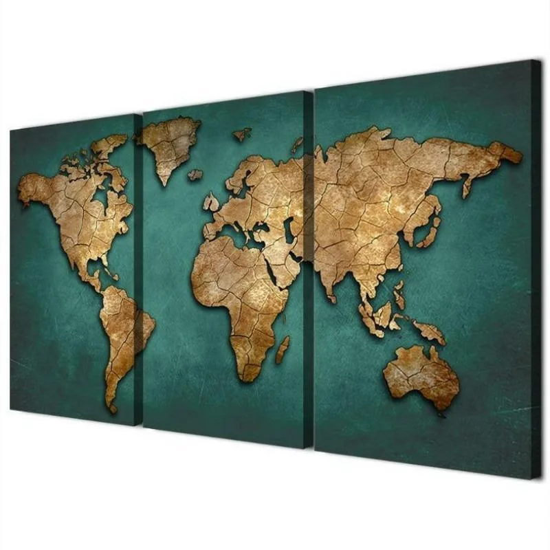 Aanzicht 3 — Wanddecoratie – wereldkaart vintage