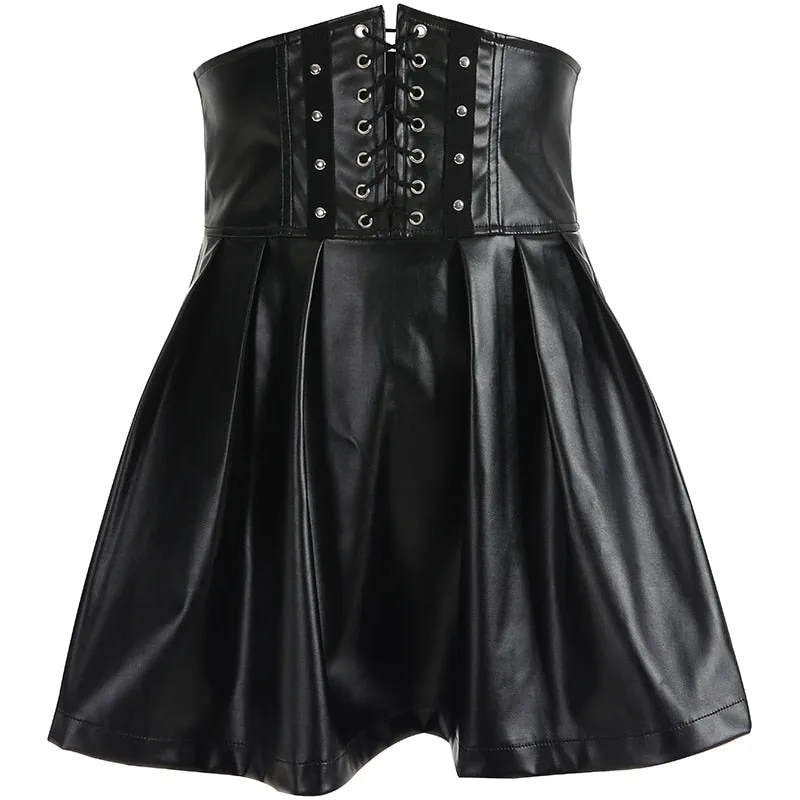 Rok – PU-kunstleer hoge tailleband