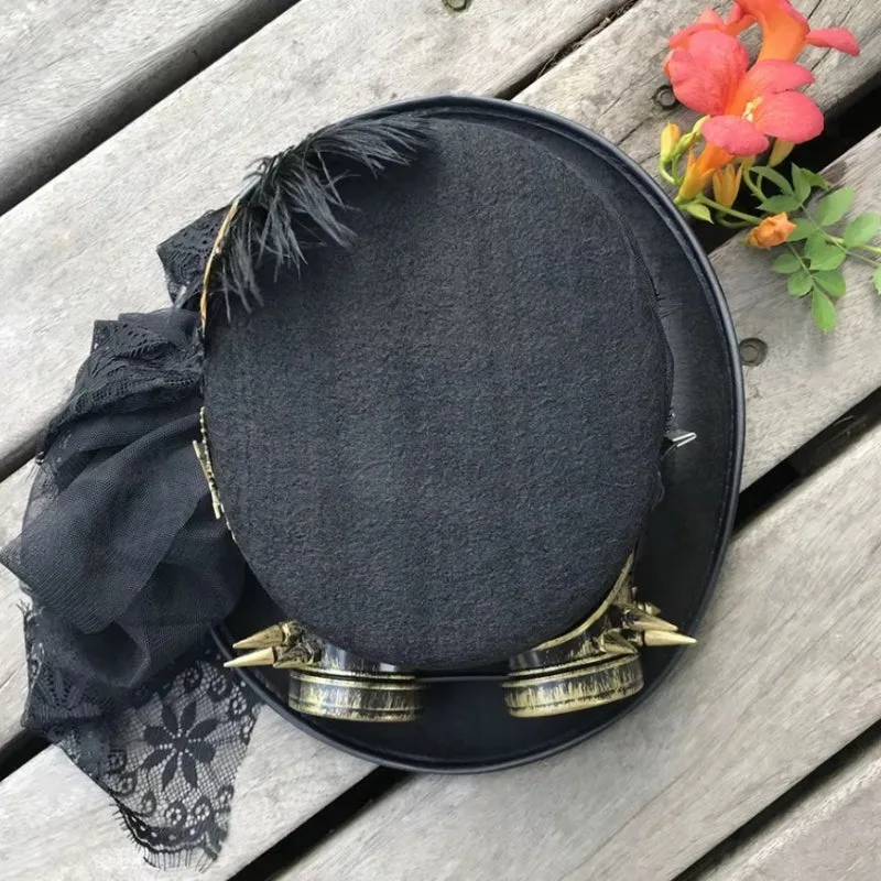 Aanzicht 6 — Steampunk hoed – kant