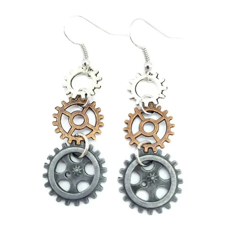 Aanzicht 22 — Steampunk oorbellen – hangend