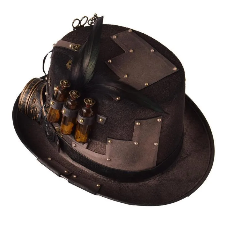 Aanzicht 3 — Steampunk hoed – geleerdenstijl