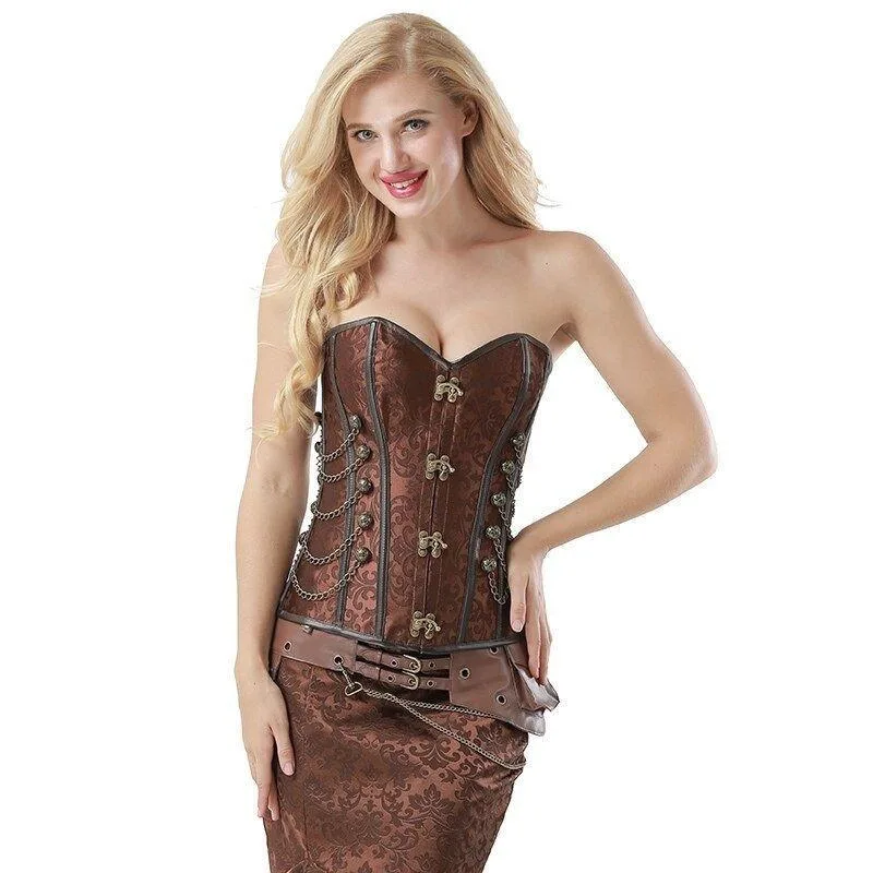 Aanzicht 4 — Steampunk korset – bruin