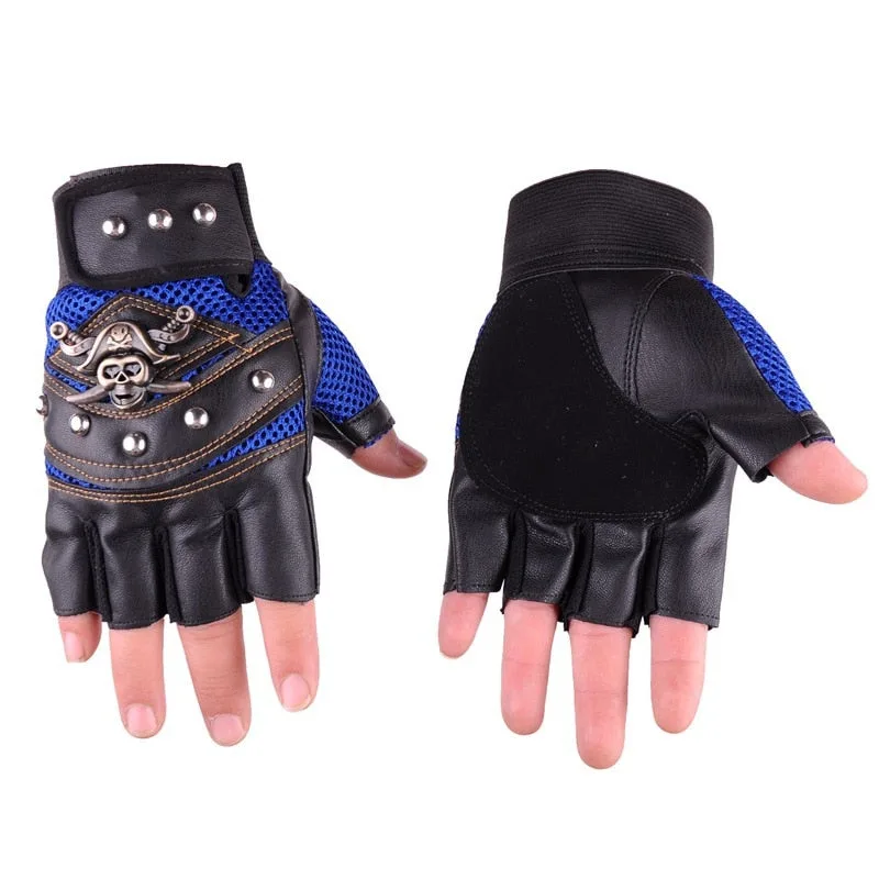 Aanzicht 3 — Vingerloze handschoenen – schedel
