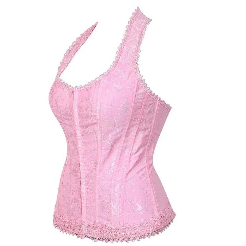 Aanzicht 2 — Steampunk korset – vintage roze
