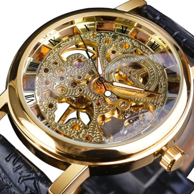 Aanzicht 3 — Skeleton horloge voor heren – armband kunstleer