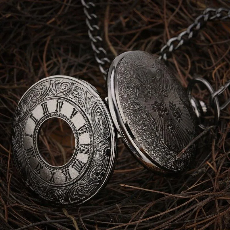 Aanzicht 5 — Steampunk zakhorloge – zwart
