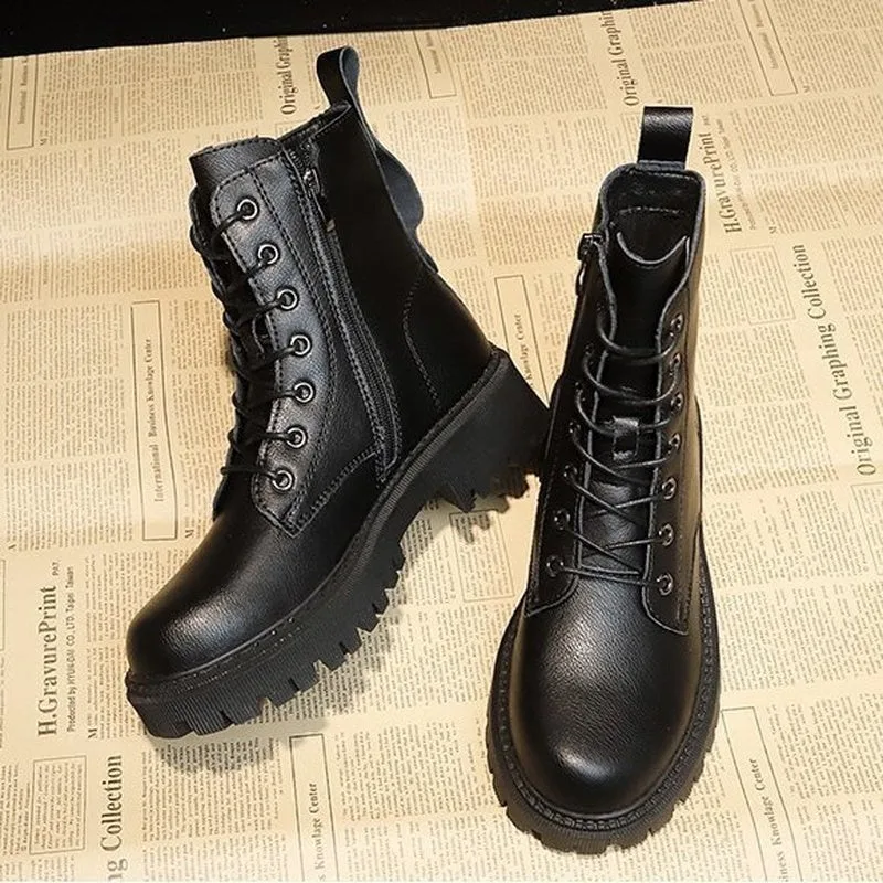Aanzicht 8 — Enkellaarzen voor dames – militaire stijl