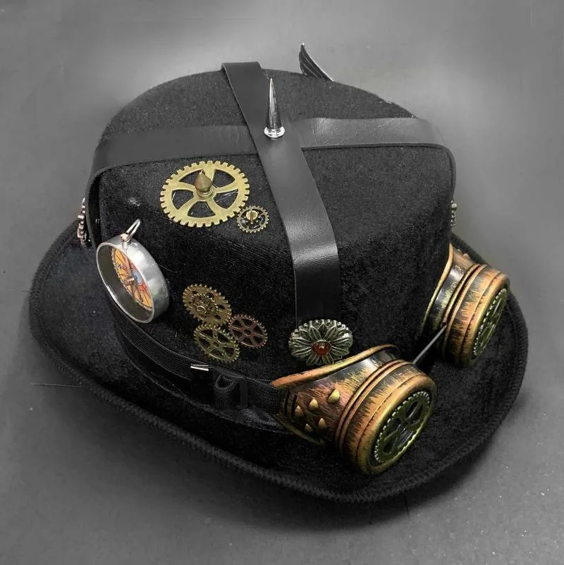 Aanzicht 2 — Steampunk hoed – met sierdetails