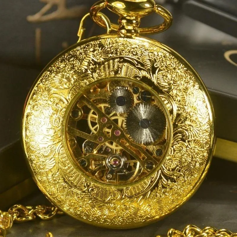 Aanzicht 3 — Zakhorloge – met springdeksel goudkleurig