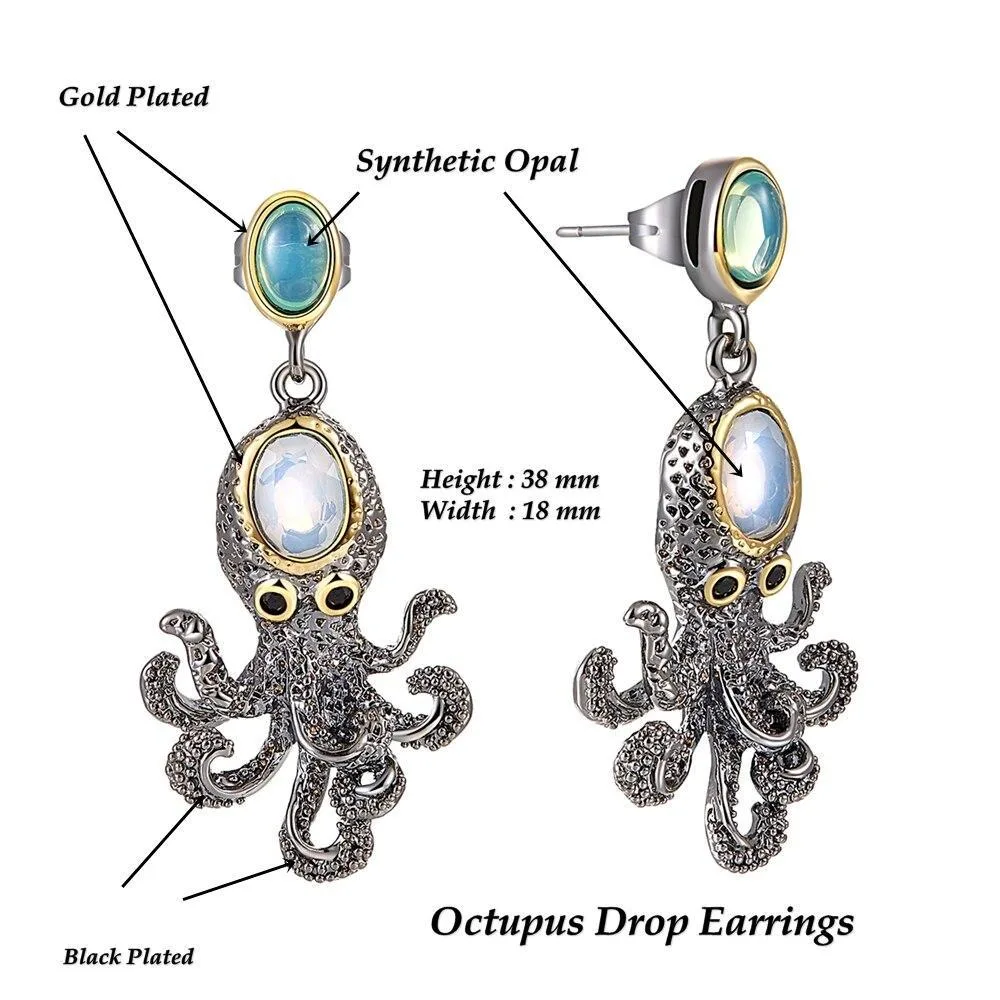 Aanzicht 6 — Steampunk oorbellen – octopus