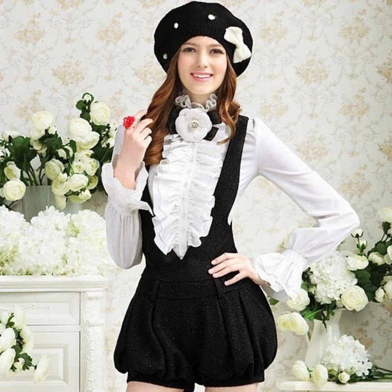 Aanzicht 2 — Steampunk blouse voor dames – wit