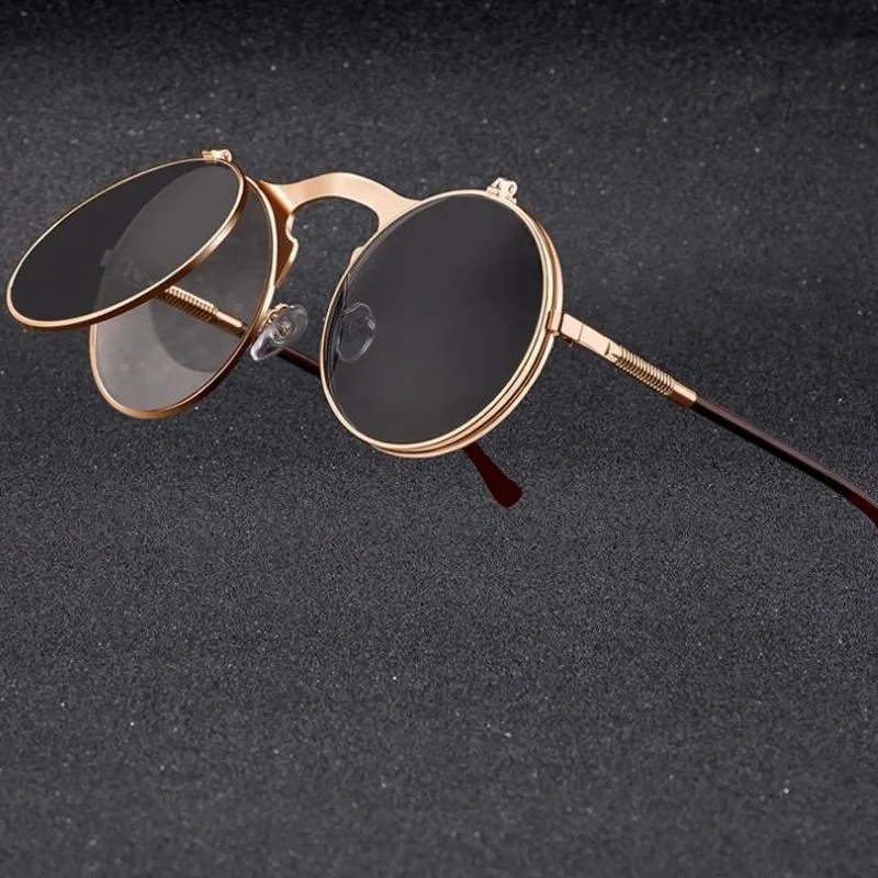 Aanzicht 2 — Steampunk zonnebril – opklapbare glazen vintage