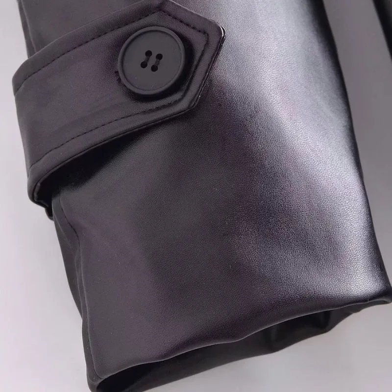 Aanzicht 5 — Mantel – PU-kunstleer type trench jas