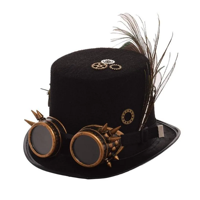 Aanzicht 3 — Steampunk hoed – met veer