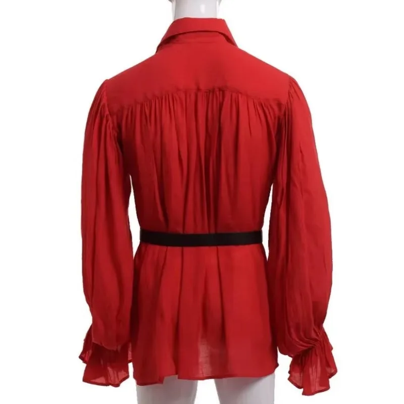 Aanzicht 5 — Steampunk overhemd voor heren – rood