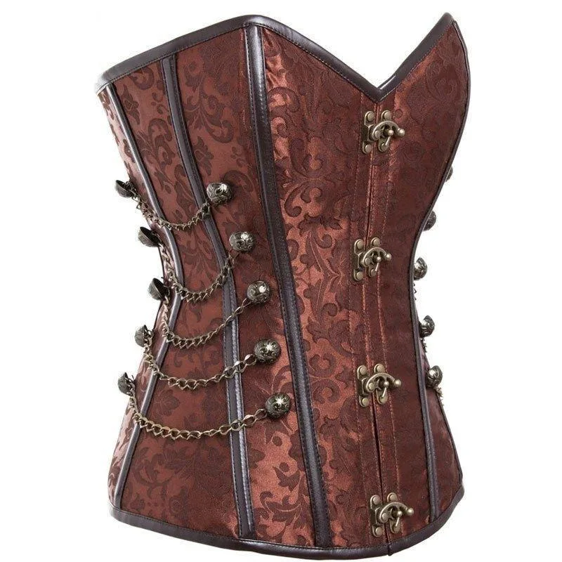Aanzicht 3 — Steampunk korset – bruin