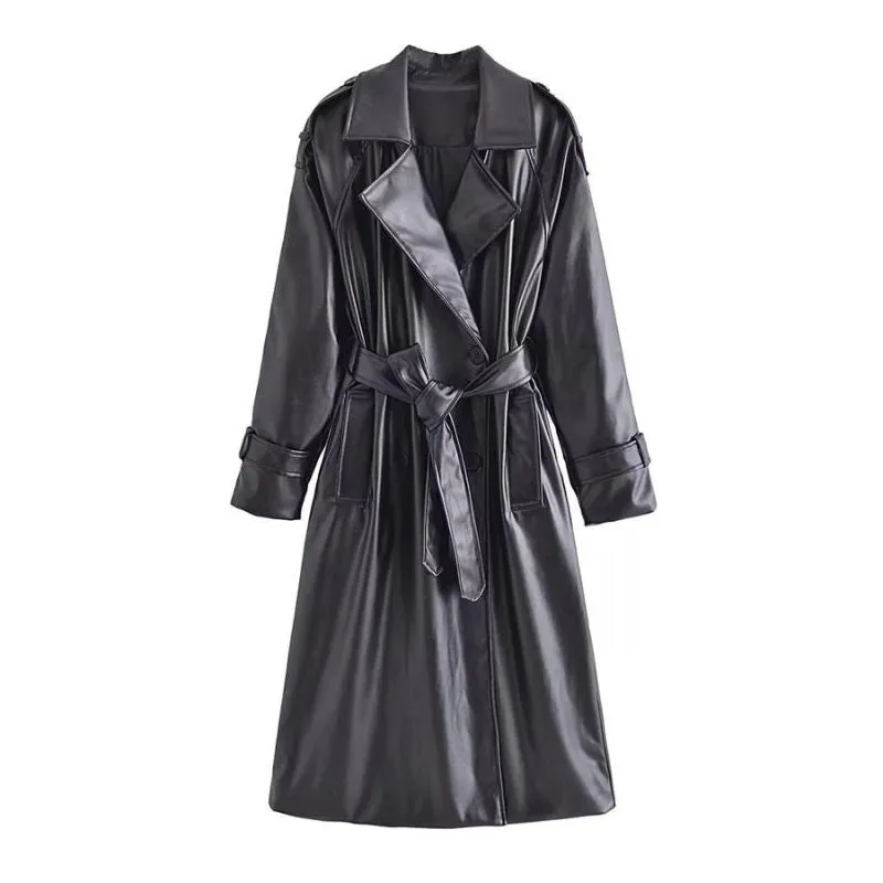 Mantel – PU-kunstleer type trench jas
