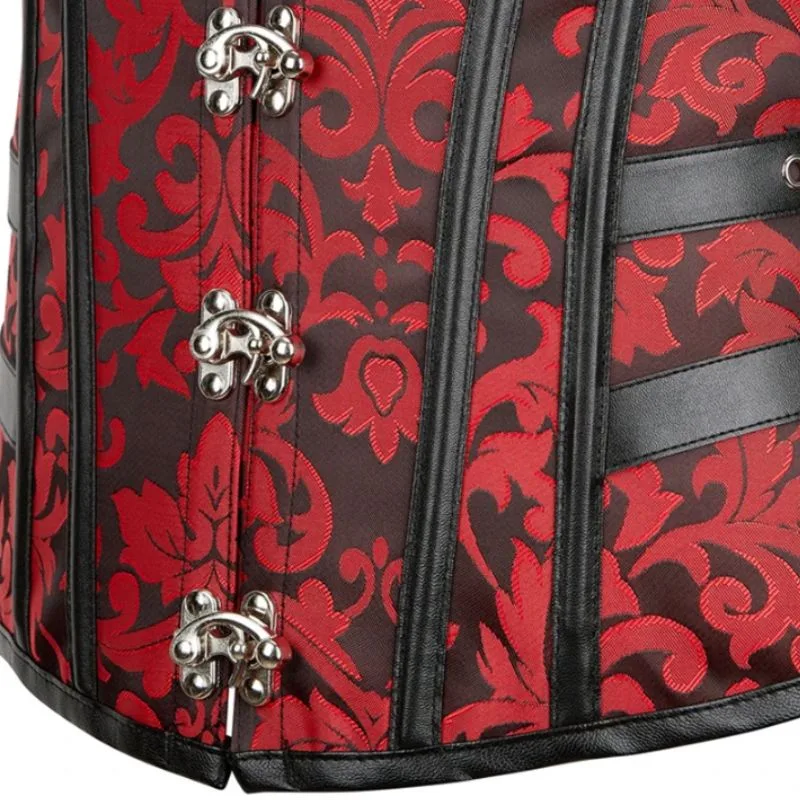 Aanzicht 3 — Steampunk korset – rood