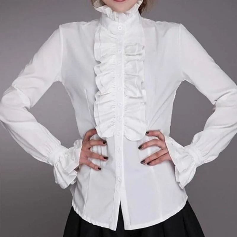 Aanzicht 6 — Steampunk blouse voor dames – wit
