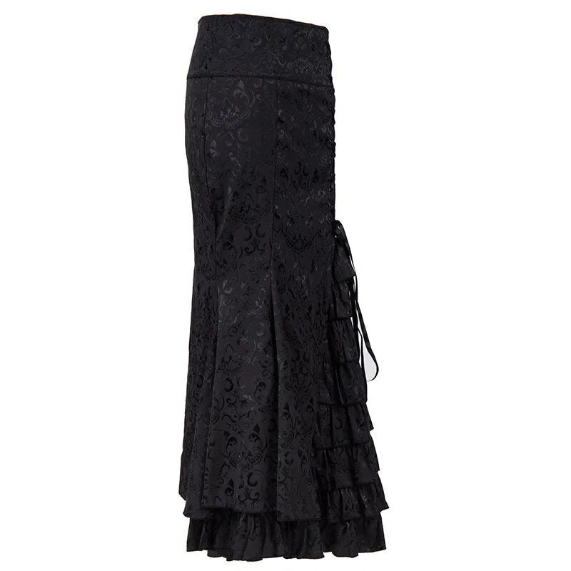 Aanzicht 3 — Rok – zwart lang gothic