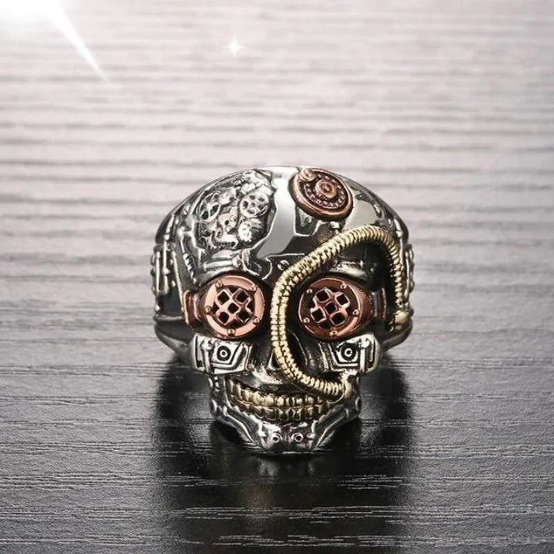 Aanzicht 3 — Steampunk ring – schedel
