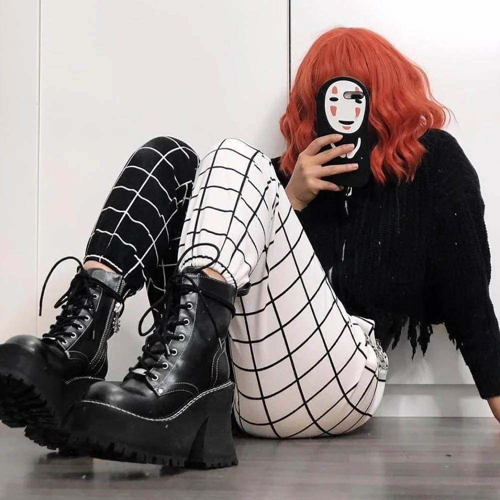 Aanzicht 3 — Broek voor dames – gothic zwart en wit