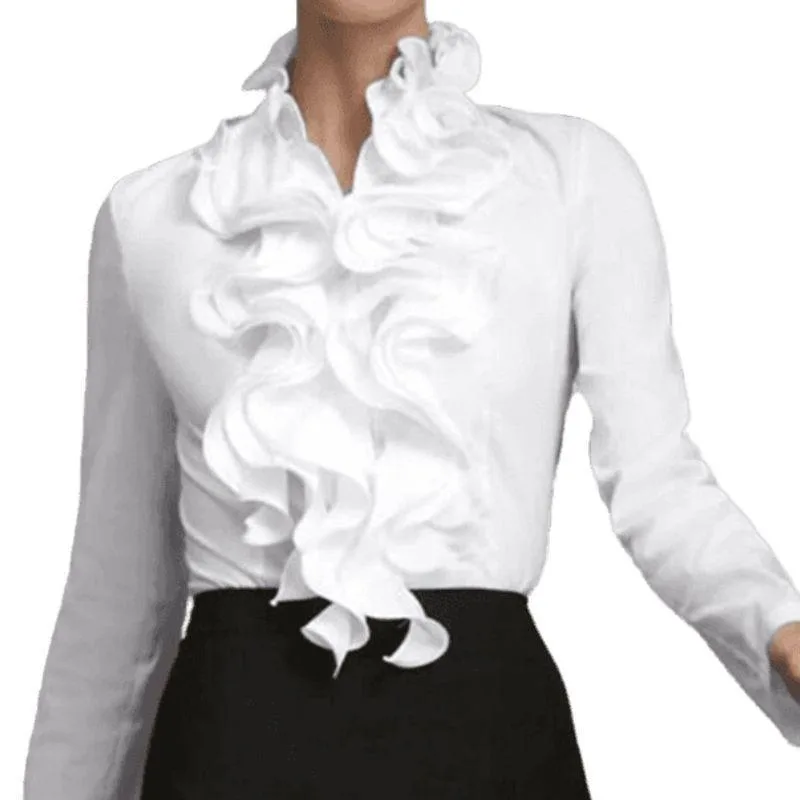Blouse voor dames – Victoriaans kraag met ruches Blouse voor dames – Victoriaans kraag met ruches