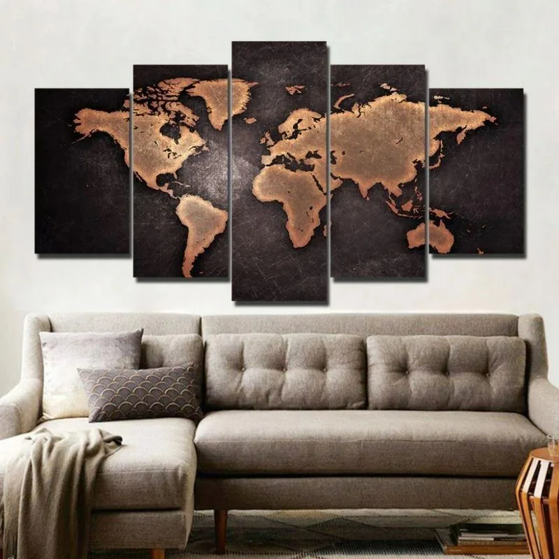 Wanddecoratie – 5 onderdelen wereldkaart