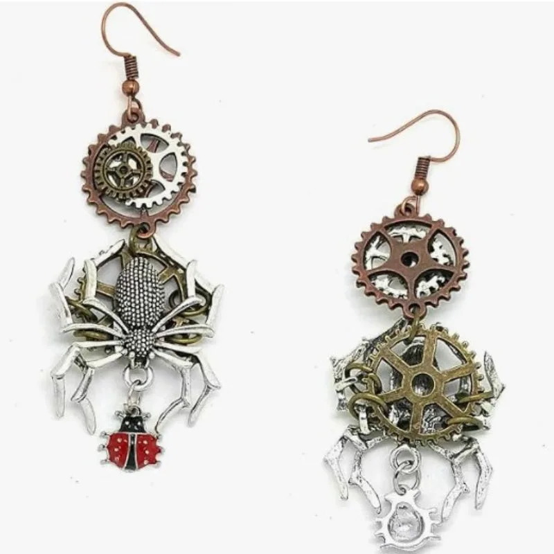 Aanzicht 2 — Steampunk oorbellen – spin