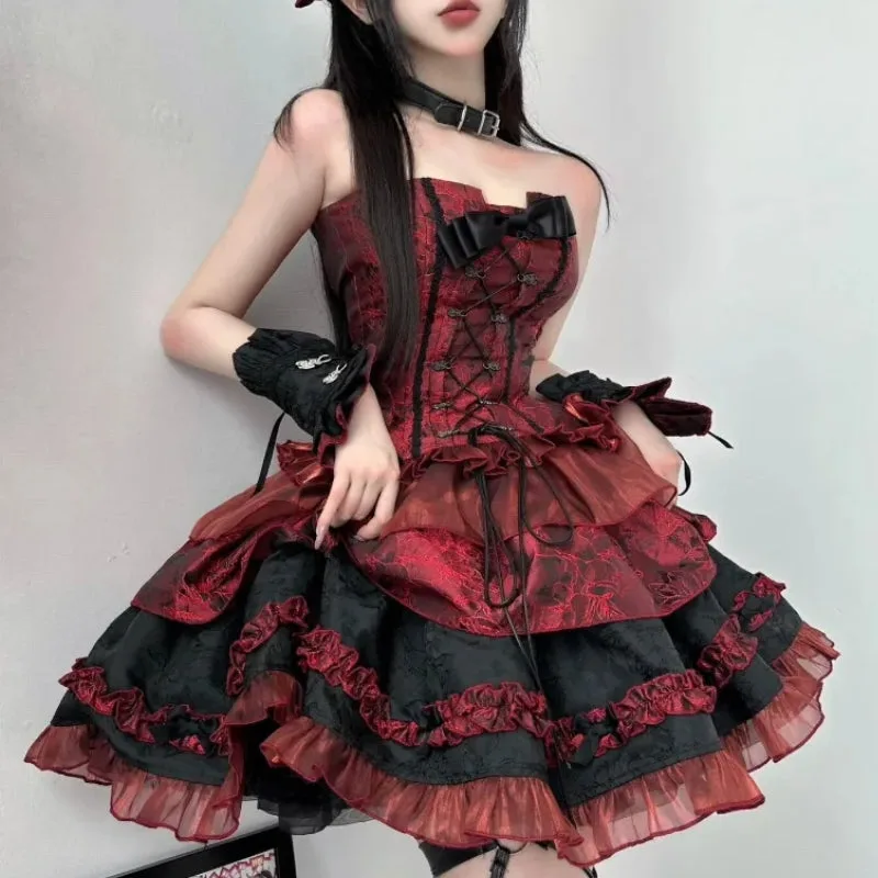 Aanzicht 4 — Jurk – lolita rood