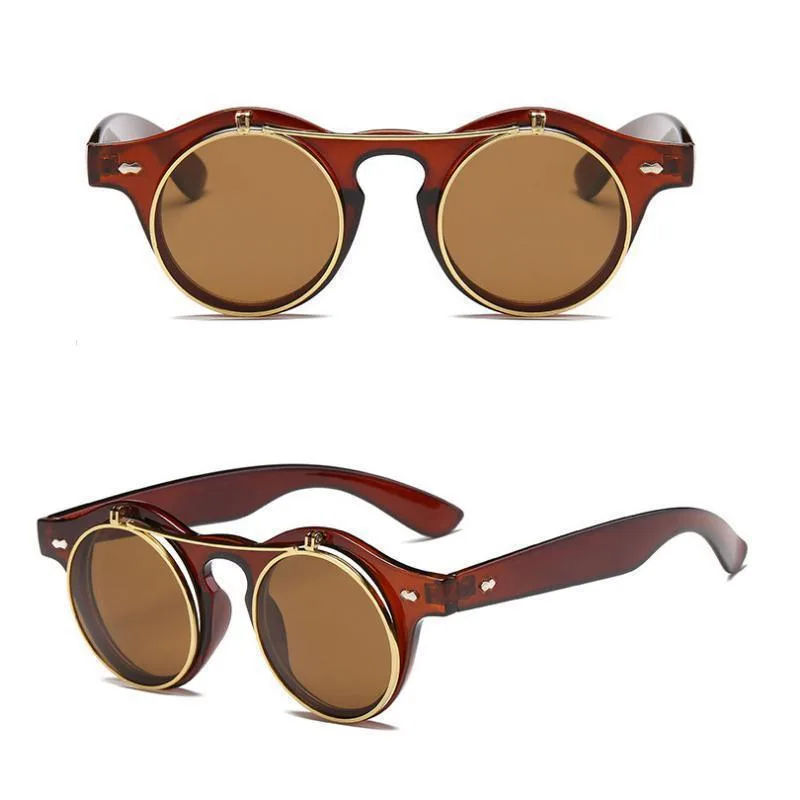 Aanzicht 4 — Steampunk zonnebril – opklapbare glazen – model 2