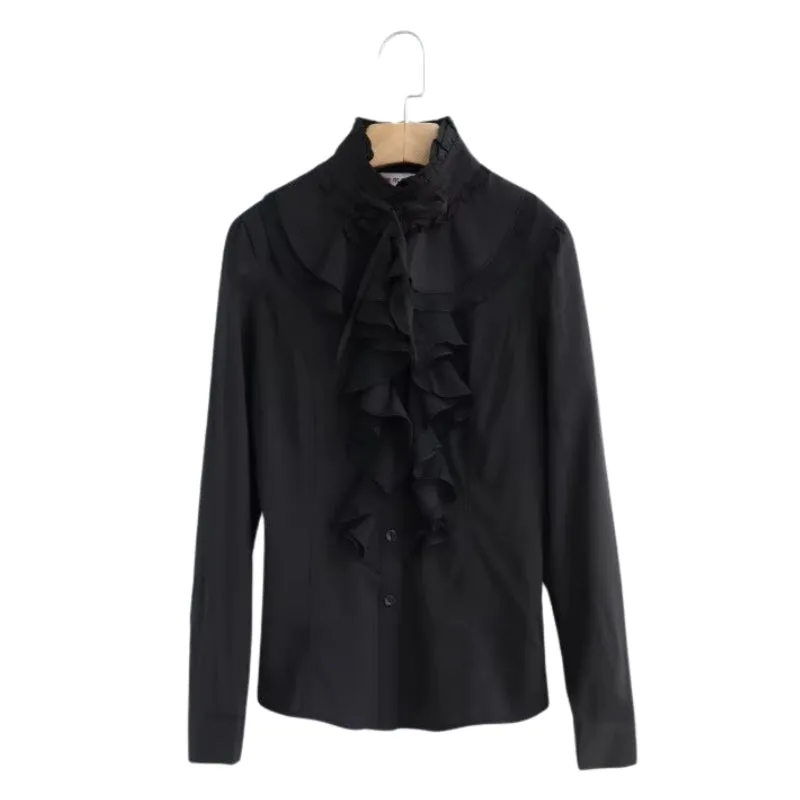 Aanzicht 3 — Steampunk blouse voor dames – zwart